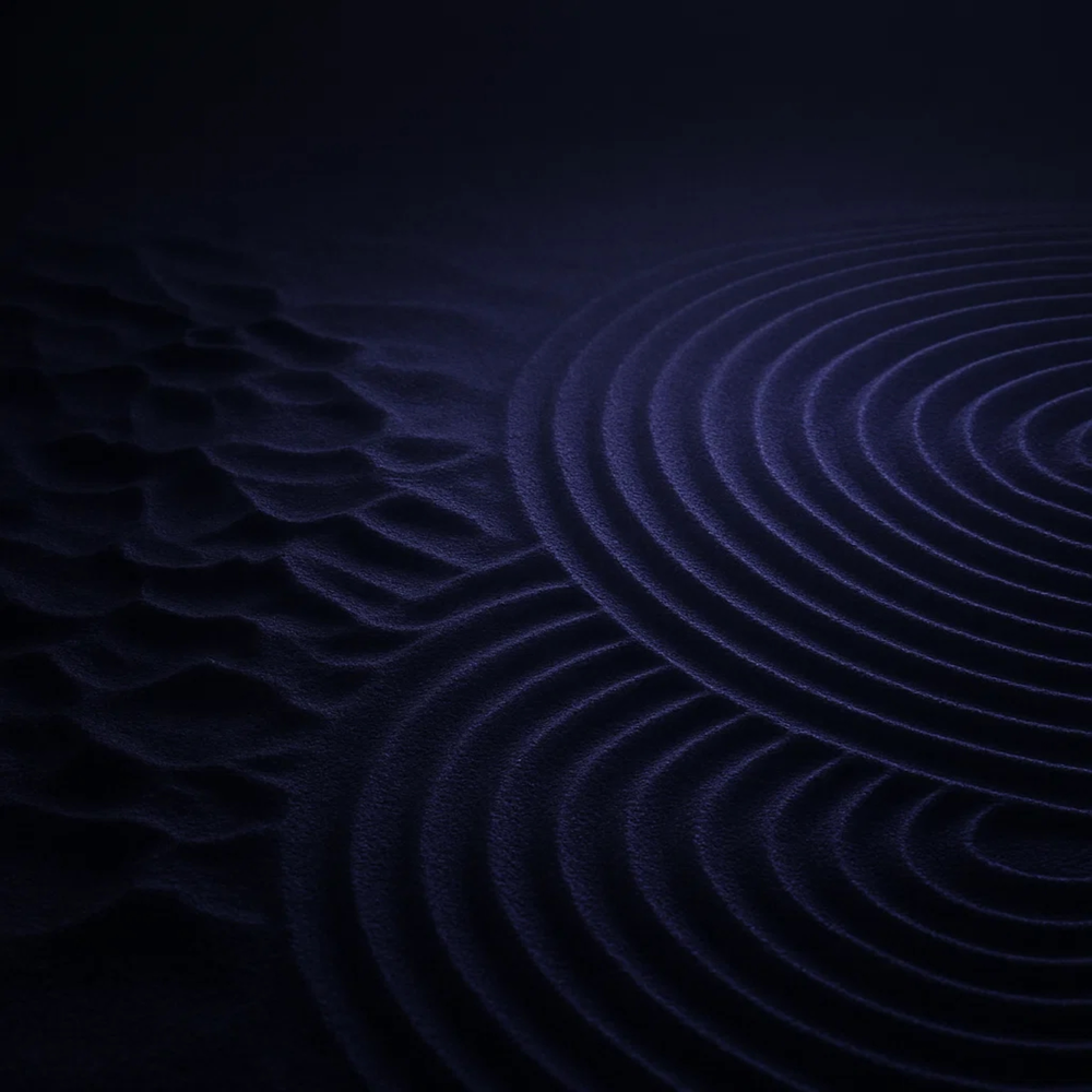 dessert landscape in blue dark colors with intelligent patterns