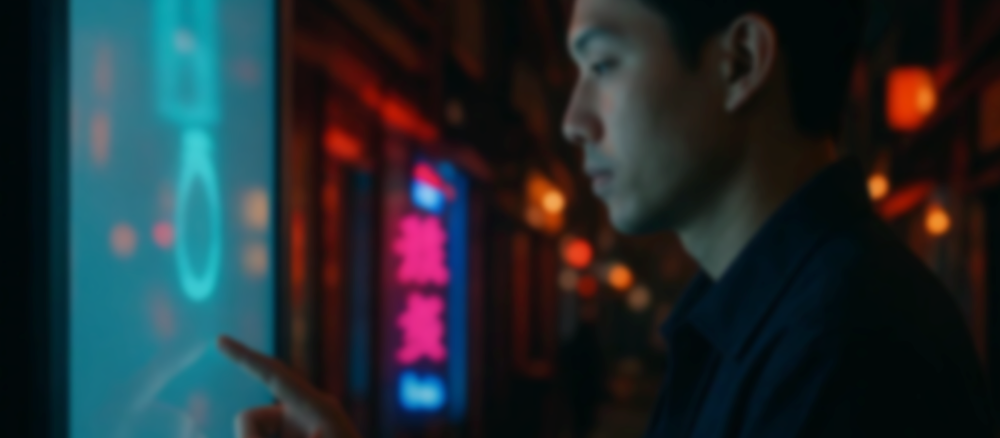 Human touching big screen