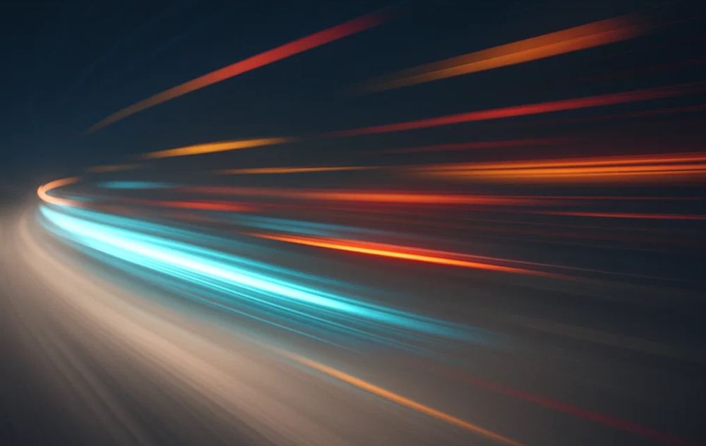 Light in speed blue, red, orange on black backgrund