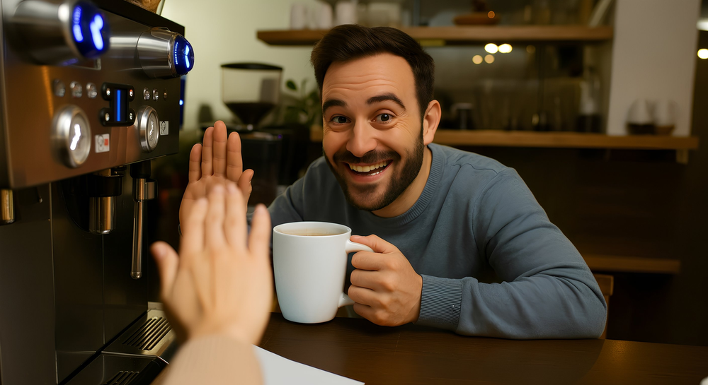 Over happy careless CTO high-five colleagues