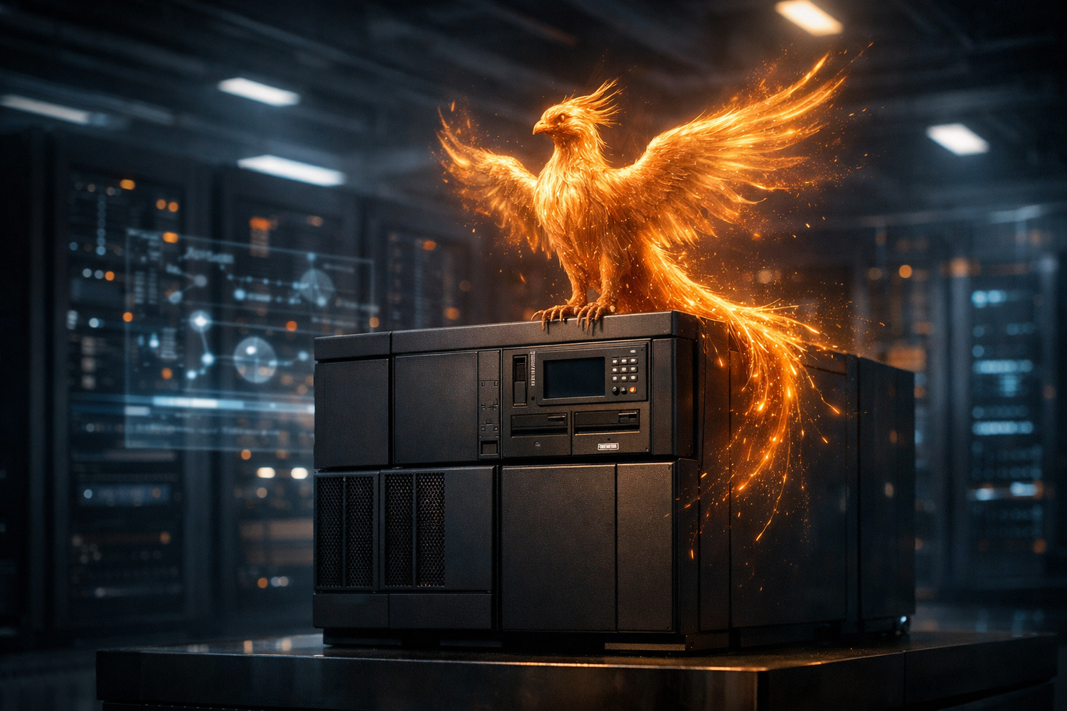 Golden phoenix rises atop legacy IBM.