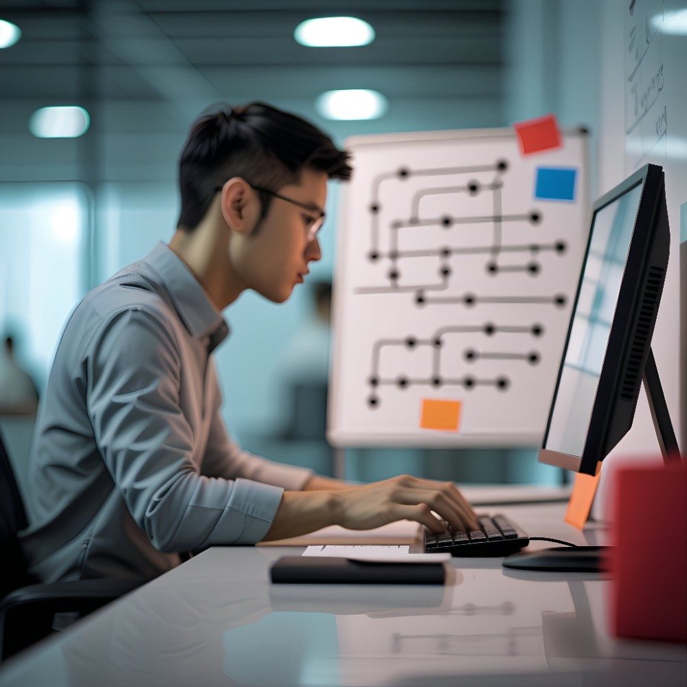 Male trying to map out the best possible user journey